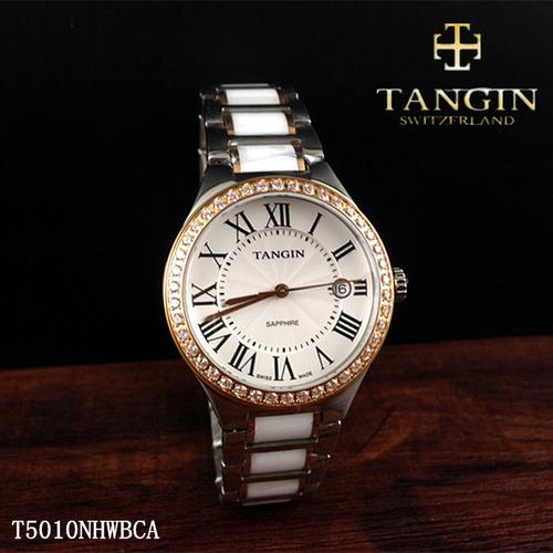 tangin天珺手表女表正品陶瓷玻璃女士石英表t5010nhwbca瑞士腕表