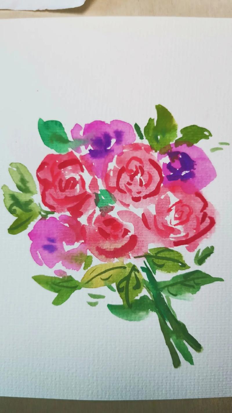 玫瑰花水彩画法