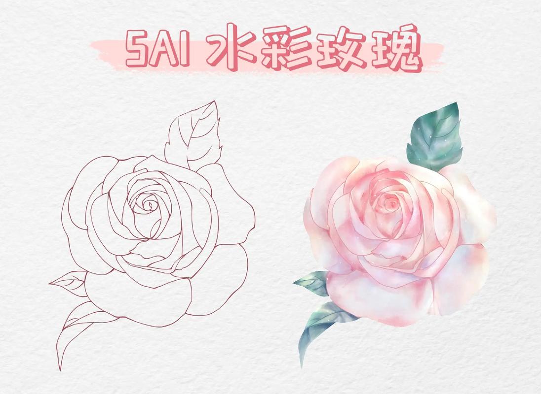 sai水彩玫瑰学习花卉系列