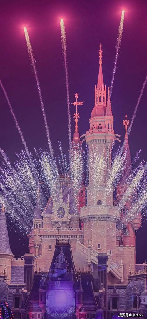 迪士尼城堡外的浪漫烟花背景图片迪士尼烟花手机壁纸2022新款