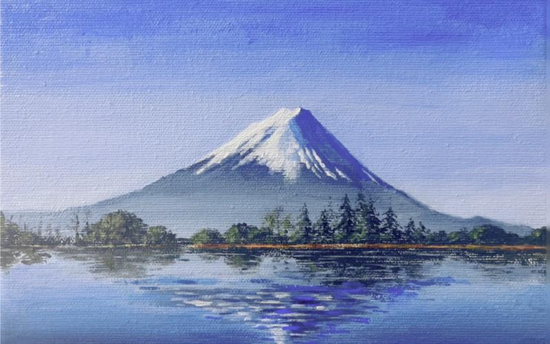 富士山手绘