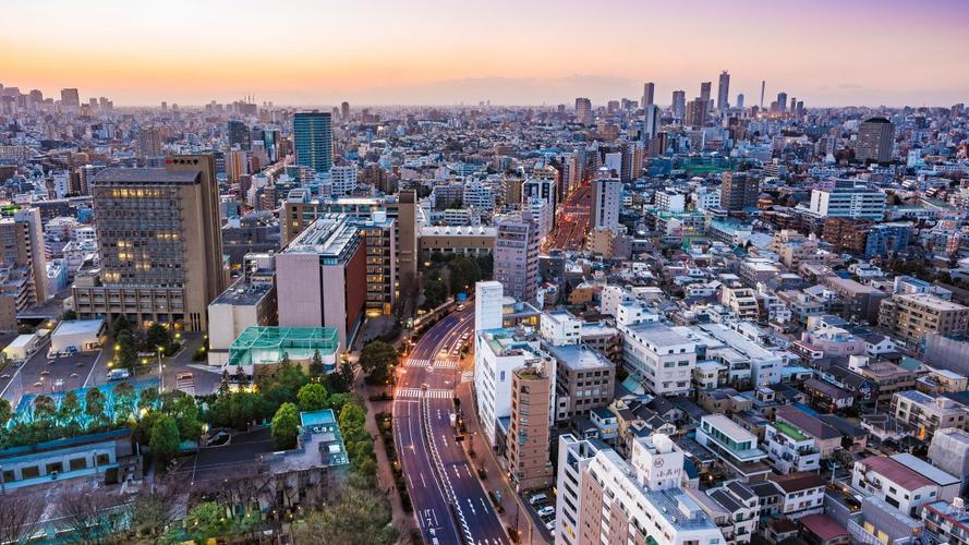 东京城市建筑天际线黄昏图片