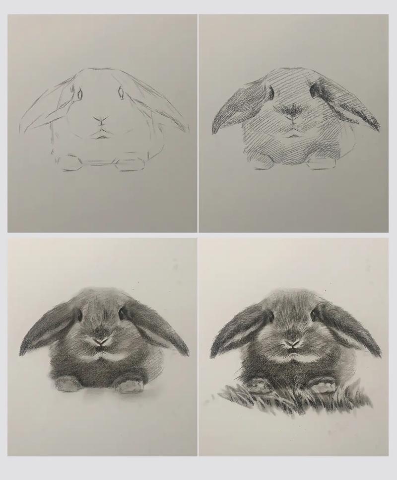 超可爱的大耳朵兔子素描步骤详解 #零基础学画画 #素描动物  - 抖音
