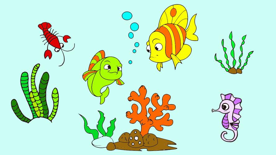 怎么画海底世界动物 - 简笔画 - 懂得