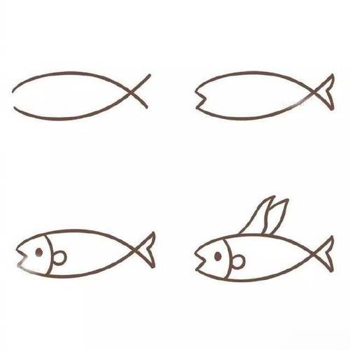 鱼图片简笔画彩色简单有趣的鱼简笔画图画幼儿园关于鱼的简笔画画法