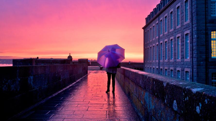 非主流,女孩,背影,伞,伤感,独自一人的旅行壁纸