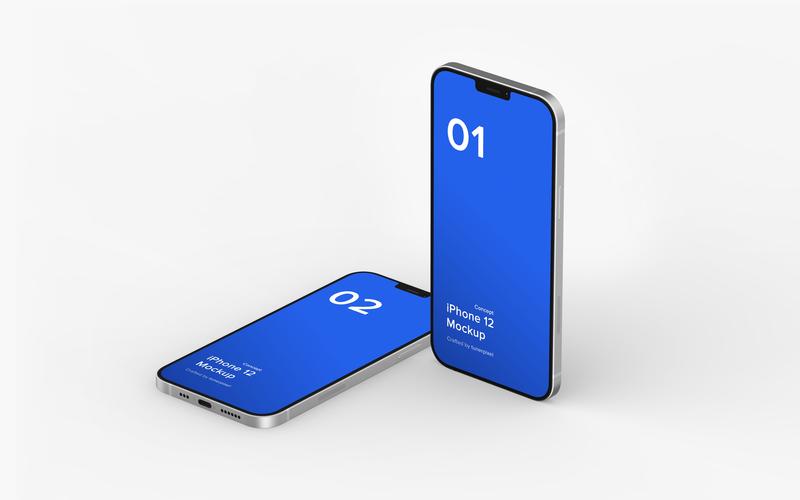 多视图iphone12手机ui界面设计app贴图样机素材展示效果模板