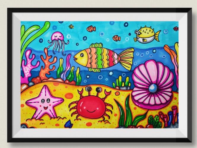 因为人间值得,想陪你去看海底万里#海底世界  #儿童画  #简笔画