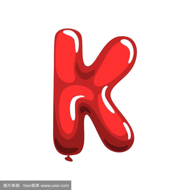 卡通大写字母k在明亮的红色空气的形式