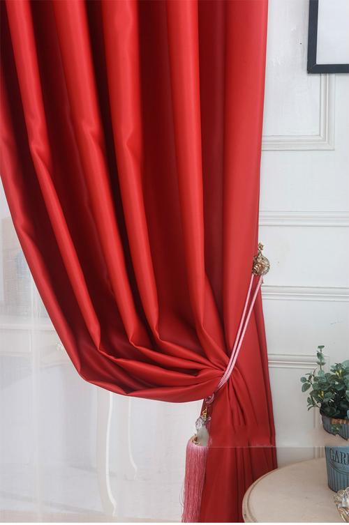新品 大红色窗帘遮光喜庆婚庆婚房结婚窗帘背景中国红卧室窗帘布料