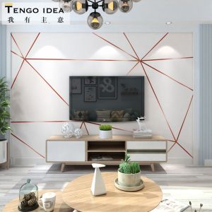 北欧电视背景墙壁纸客厅现代简约3d立体几何线条图形墙纸墙布壁画