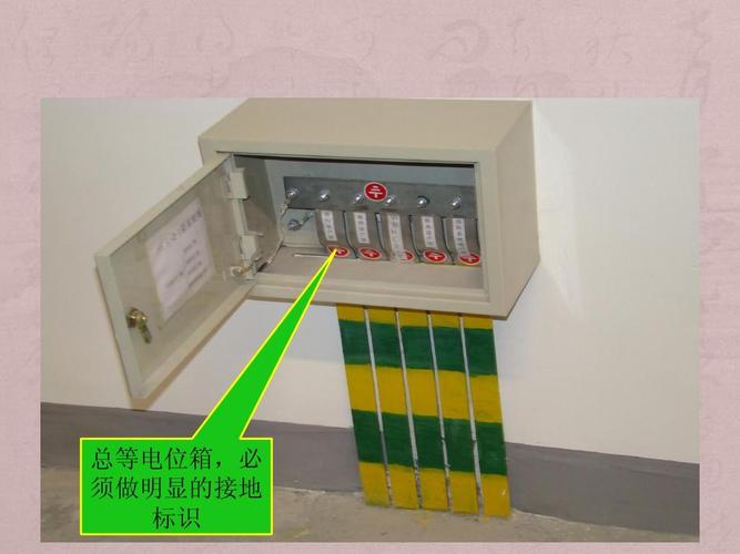建筑电气防雷接地安装工艺解读 总等电位箱,必 须做明显的接地 标识