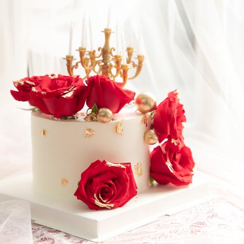帝欧北京同城配送生日蛋糕情人节ins网红复古红玫瑰新鲜蛋糕