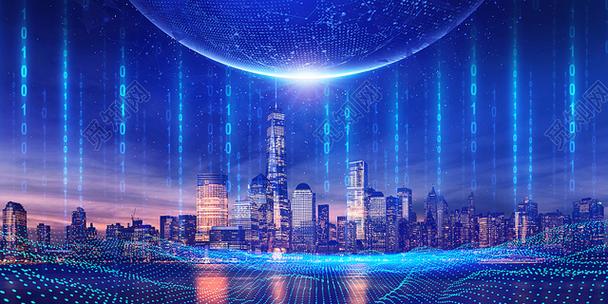 创新发展产业发展背景蓝色科技感城市夜景科幻商务技术数据信息现代化