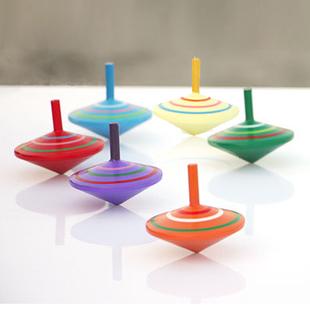 木制 彩色儿童传统迷你陀螺玩具 亲子动手益智玩具 木制旋转陀螺