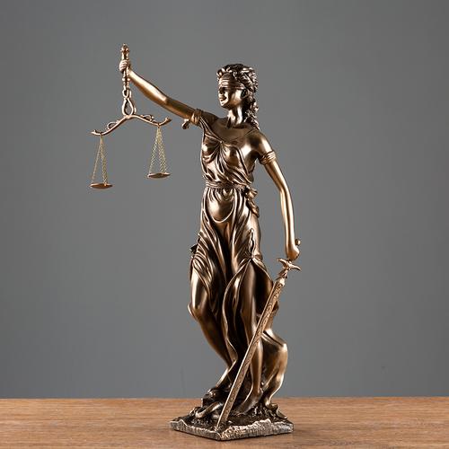 仿铜司法公平公正正义女神忒弥雕塑雕像律师摆件