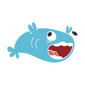 一条卡通鱼头像一条鱼的卡通涂鸦照片