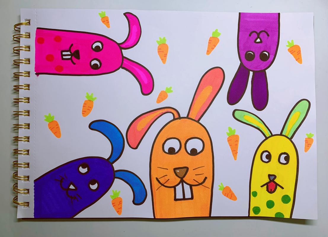 儿童美术96简笔画 儿童美术96适合3-6岁宝贝的简笔画,作品:兔子