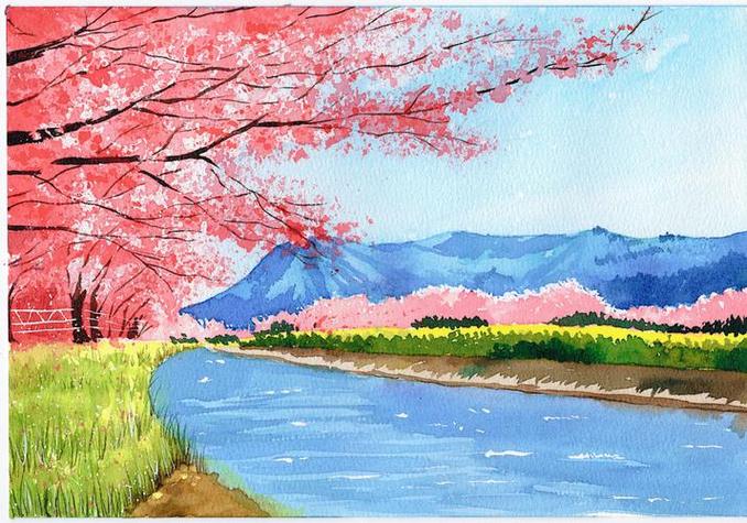 绘画大神_文化水彩 手绘 清新自然风景画 自然景观 山水 唯美壁纸