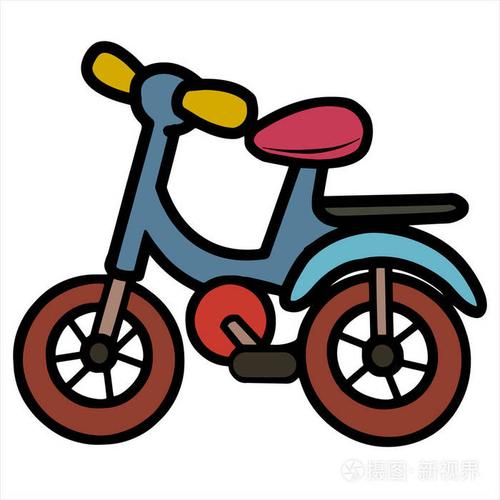 可爱的卡通自行车白色背景为儿童打印t恤彩色书有趣和友好的性格为儿