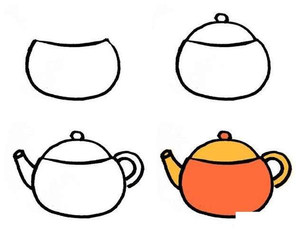 茶壶简笔画的画法步骤图