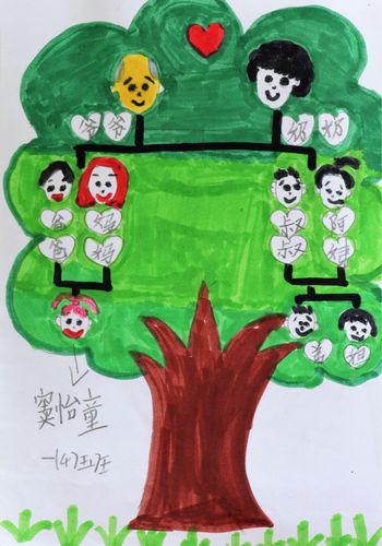 假期前,老师们向同学们发布了活动内容:选取8k纸张,画一棵"家谱树",向
