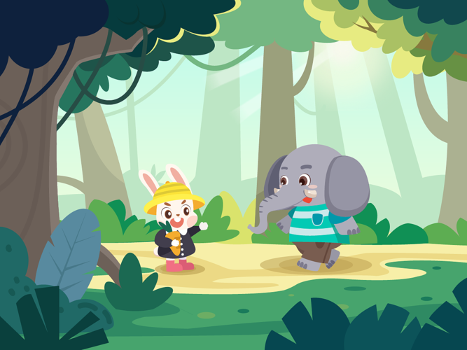儿童故事插画—「大象的耳朵」|插画|儿童插画|路慢慢啦 - 原创作品