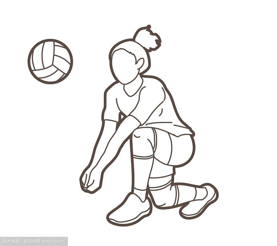 女子排球运动员动作卡通图形