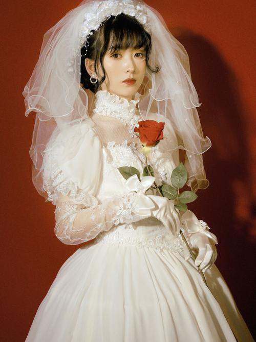 新款昭和少女时代写真服 复古画报80年代古董生日主题婚纱绶带服