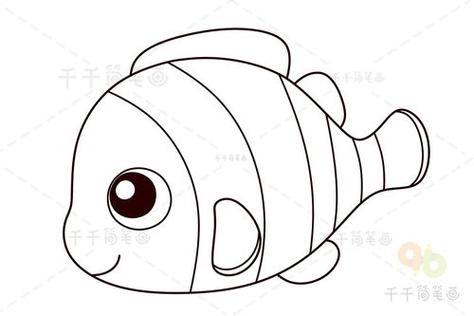 卡通简笔画简笔画小丑鱼的画法可爱小丑鱼简笔画步骤图片小丑鱼的简笔
