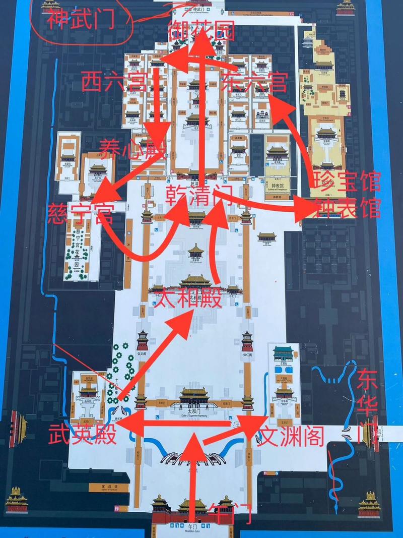 故宫游玩最佳最全省心路线 耗时6小时 路线图:午门—太和门—左边