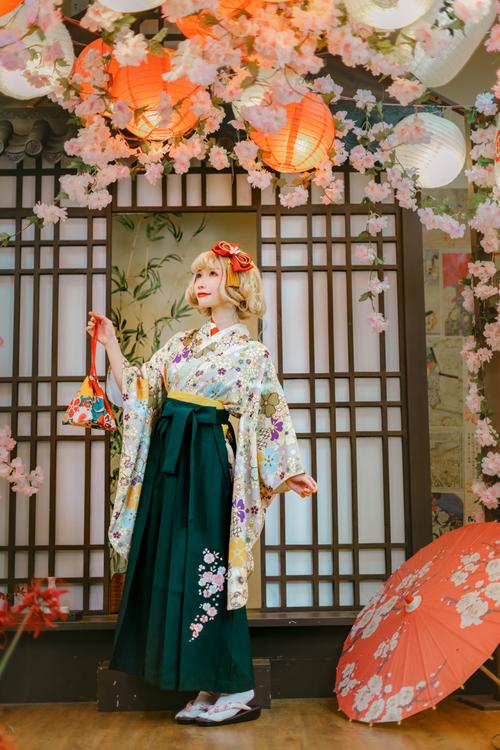 日本和服女传统大正风二尺袖袴套装和风传统毕业季礼服和装正装