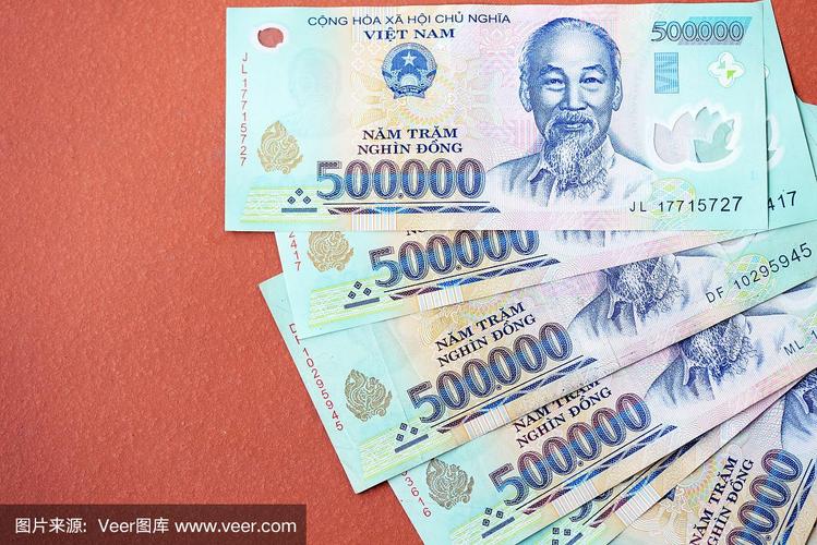 50万越南盾的褐色背景特写.越南的钱