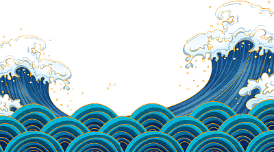 国潮风海浪插画元素图片设计素材