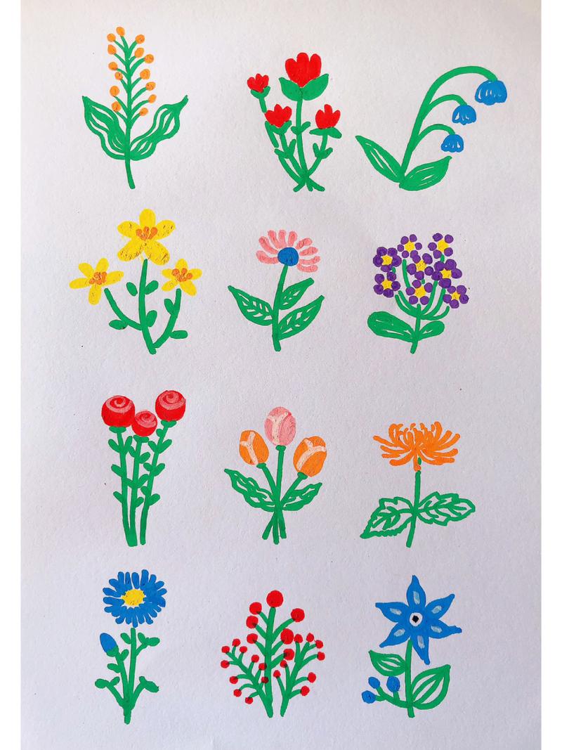 马克笔绘画春天的花朵|零基础绘画小素材 大年初七开工大吉 大家一起