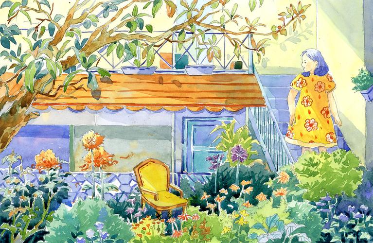 水彩插画《我的花园》