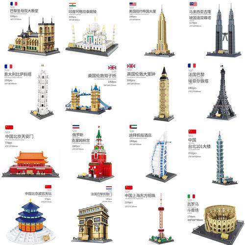 万格世界著名建筑模型兼容乐高城市拼装积木泰姬陵天安门礼物玩具