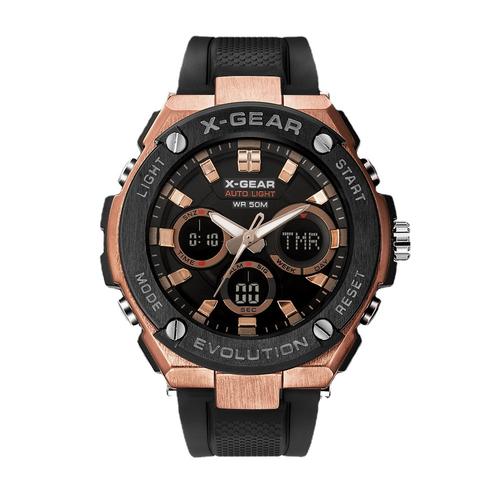 x-gear爆款男士休闲户外防水运动腕表 时尚电子多功能双显手表