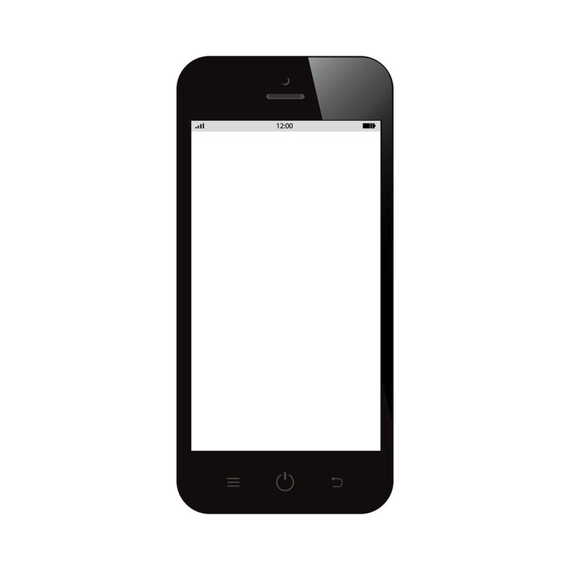 白色背景上的白色空白屏幕智能手机