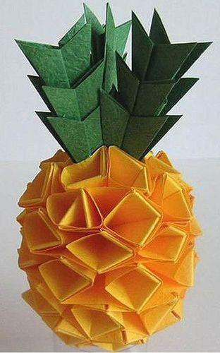 菠萝的手工折法diy手工菠萝折纸方法