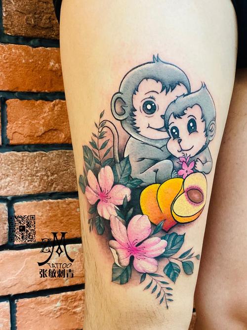 猴子_纹身图案手稿图片_张敏的纹身作品集