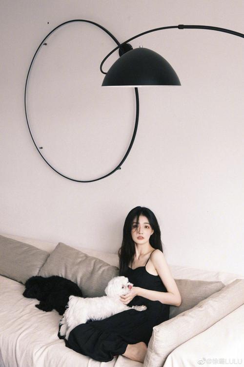 徐璐在个人社交平台晒出一组黑色连衣裙造型随拍,她披散长发在沙发上