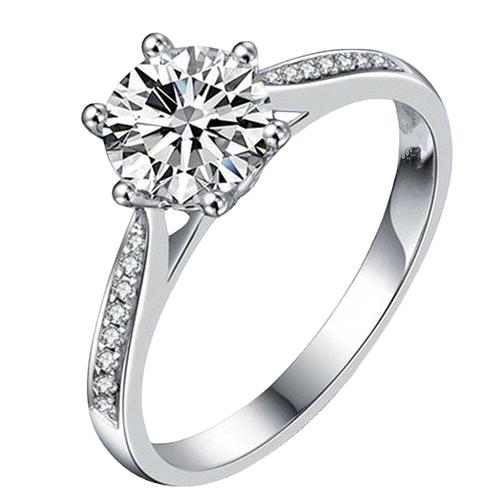 韩版热卖钻石手饰 镀白金经典六爪戒指 八心八箭锆石戒指一件代发