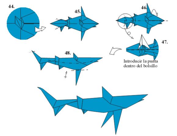 折纸鲨鱼复杂 手工折纸大全-蒲城教育文学网折纸鲨鱼大白鲨-在线图片