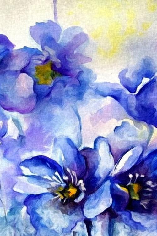 iphone 壁纸 水彩画,蓝色的花朵