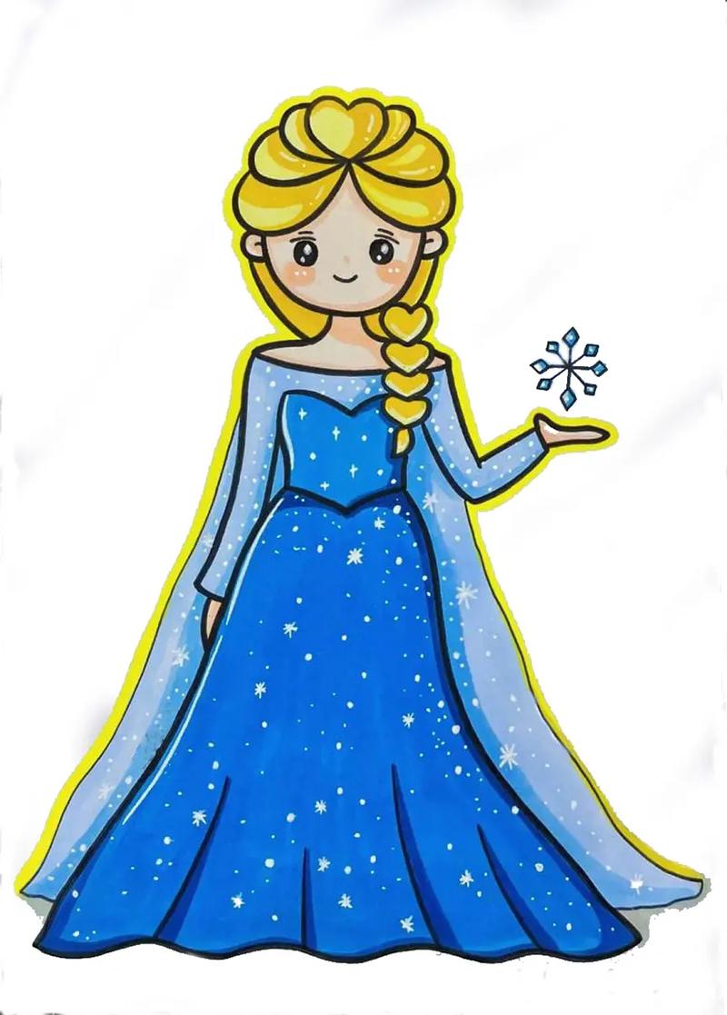 冰雪公主艾莎公主简笔画儿童画教程.