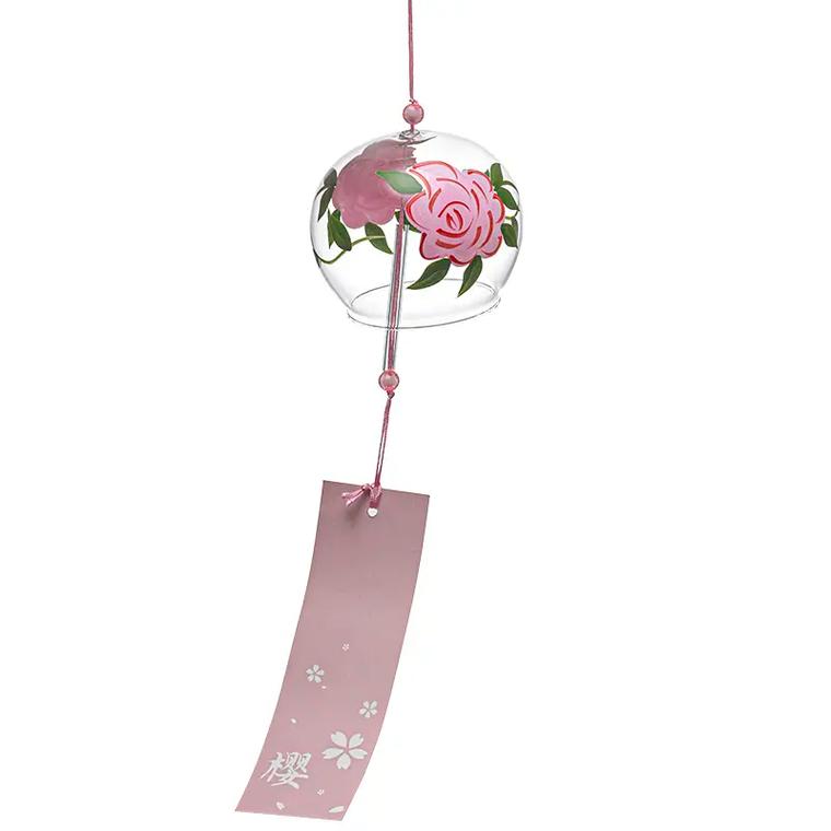 这款玻璃风铃真的太美了!手绘的玫瑰花朵,彩色的田园风格,挂在 - 抖音