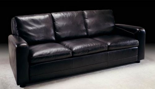 沙发,客厅黑色皮质转角沙发