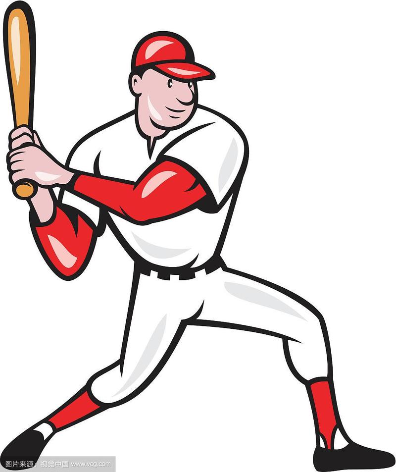 美国棒球运动员击球卡通