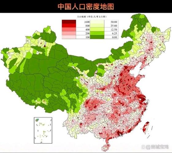 最新中国人口密度地图发布,人口密度高的地区大部分也差不了,宝鸡仅
